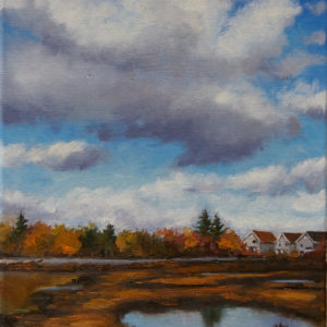 "Fall cloud" (Belcher's Marsh Pond)11X14, $450 oil on linen, contact the artist