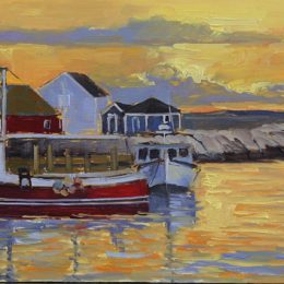 "Sunset at Peggy's" 6X12 oil on wood panel SOLD