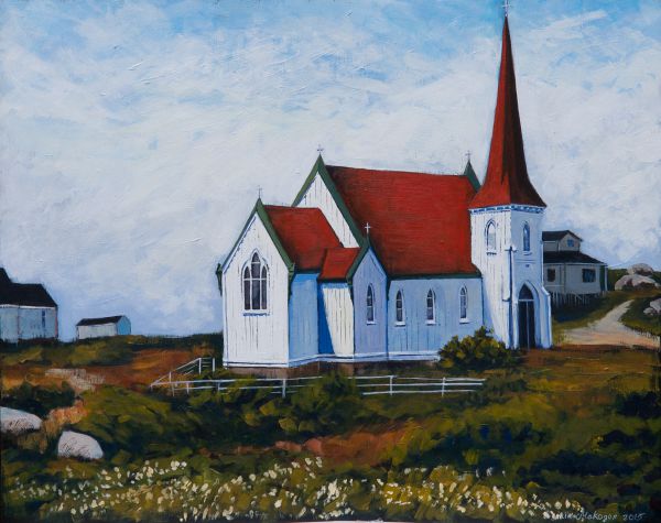 painting of St. John's Anglican Church in Paggy's Cove