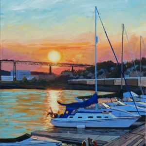 "Dartmouth Waterfront at sunset" 18X24, acrylic $995 available at The Dart gallery