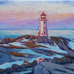 "Pink Sunrise in April" 7X9 acrylic, $300 available at Made in the Maritimes 