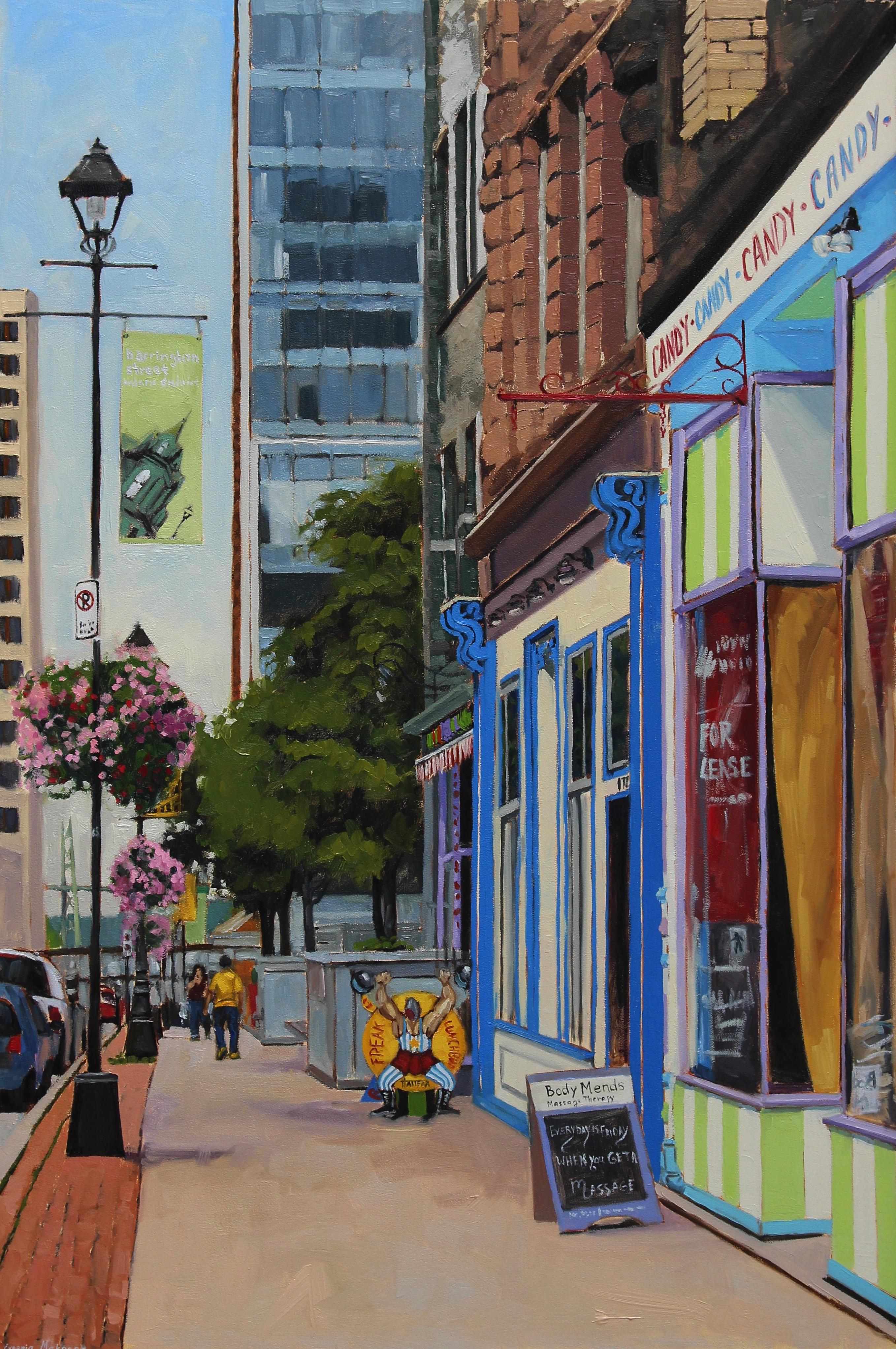 oil painting of Barrington street in Halifax