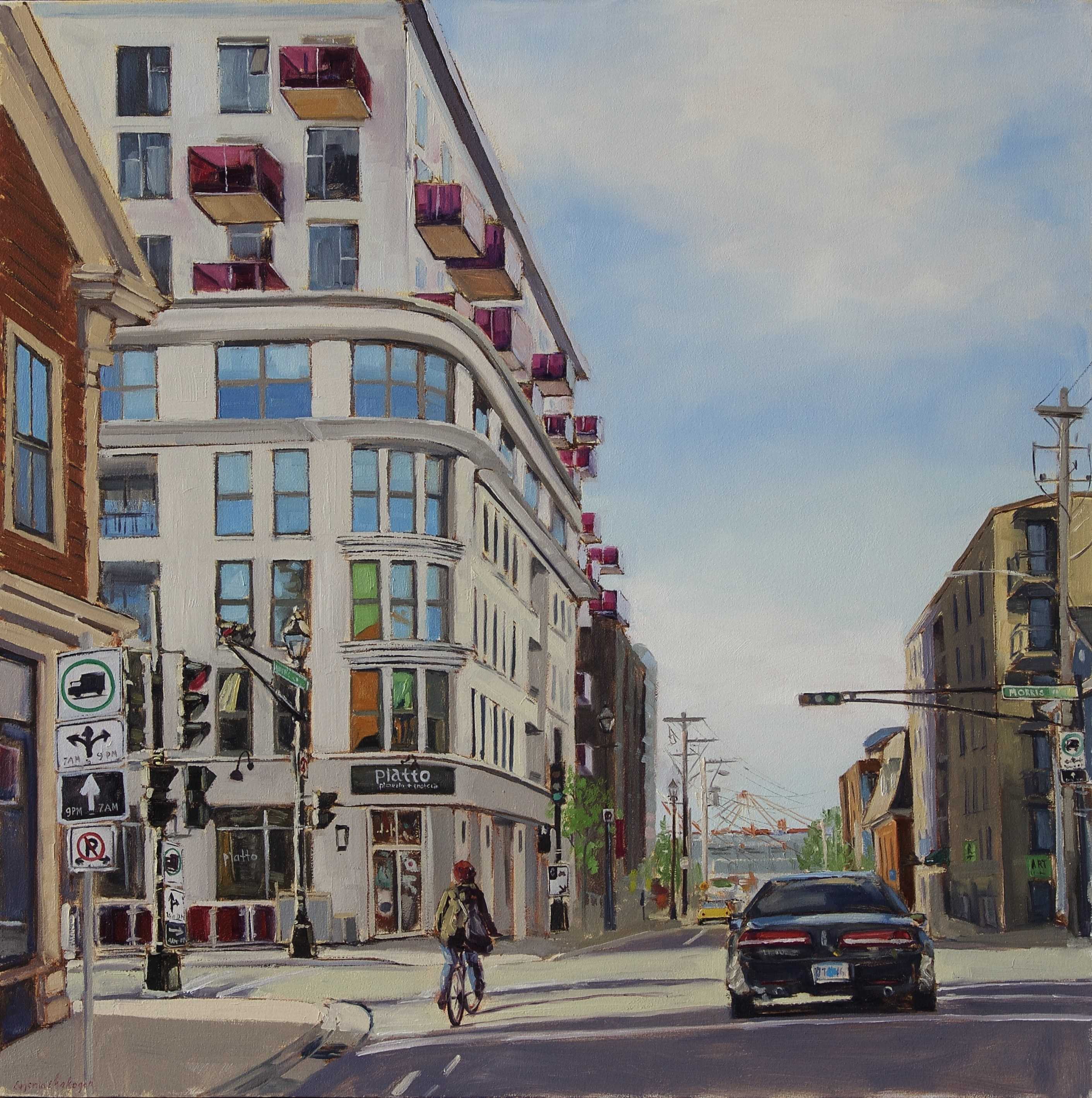 oil painting of Hollis and Morris street in Halifax