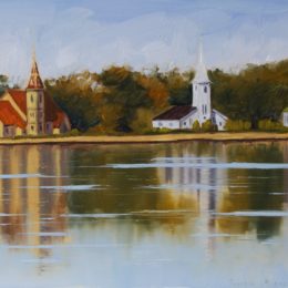 "Along the water" 9X12 oil, SOLD