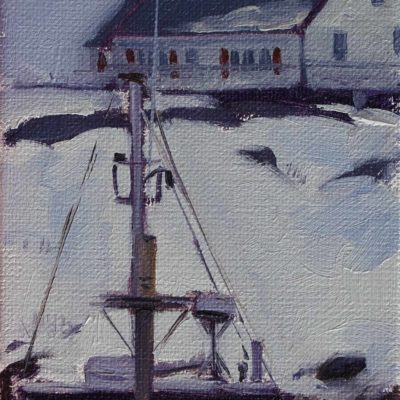 "Mist and snow" 12X4 oil, SOLD