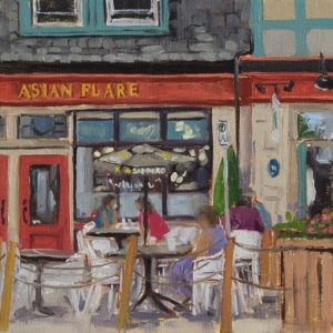 "Patio Time" 8X16 oil on canvas $450, available at Made in the Maritimes 