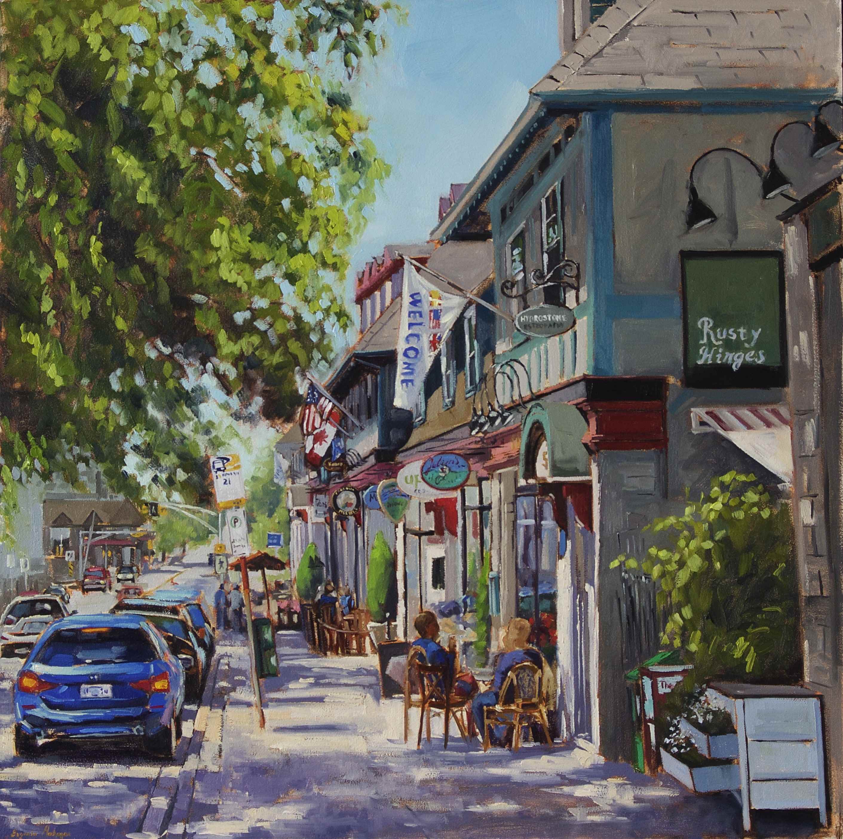 oil painting of Hydrostone market in Halifax in summer