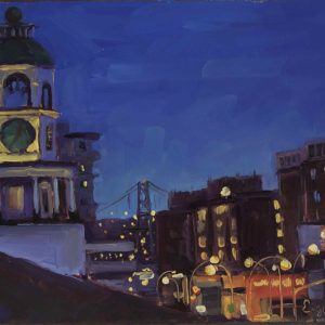 "Town Clock" 5X7 oil on wood panel, SOLD