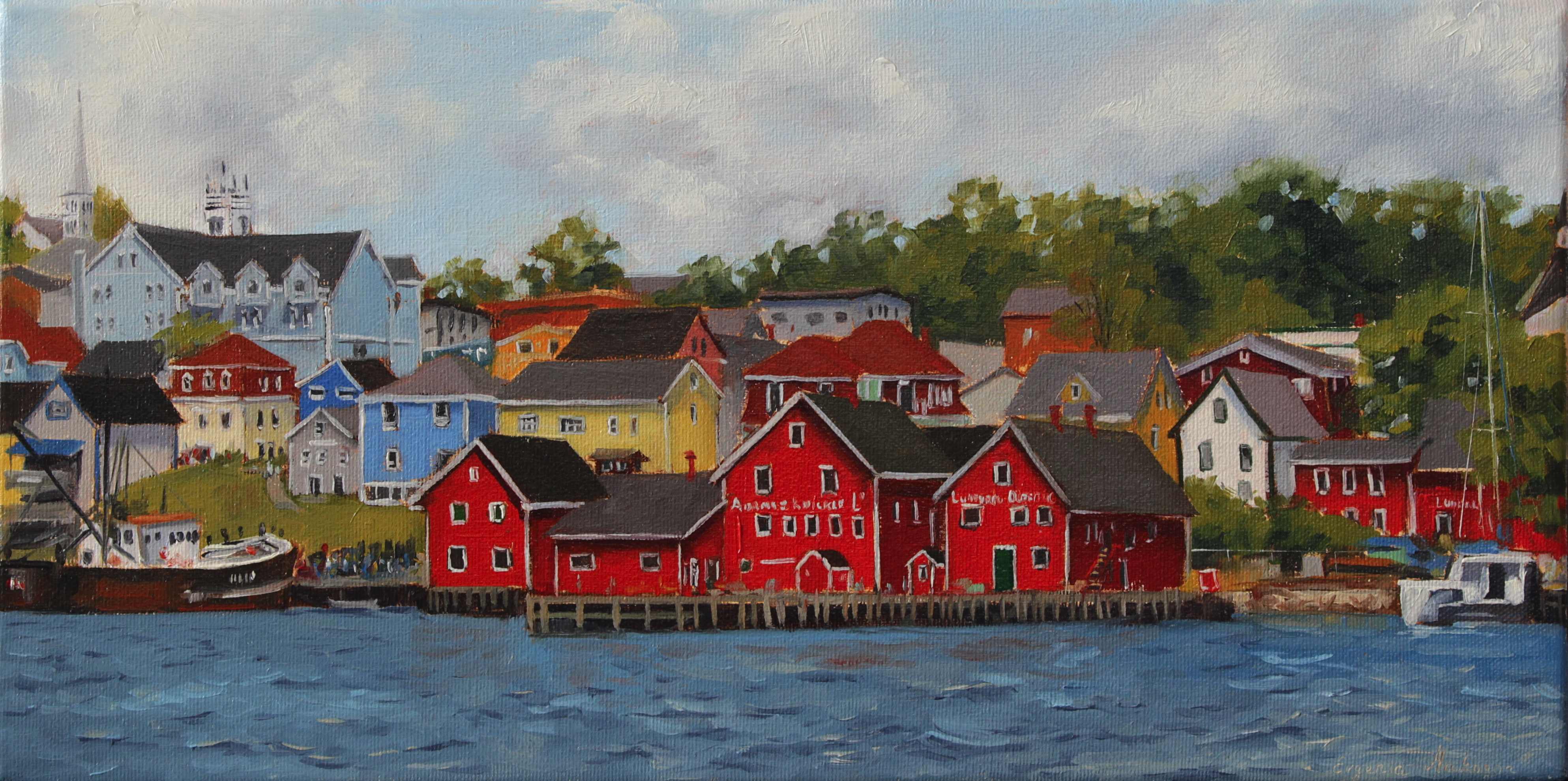 oil painting of Adams and Knickle in Lunenburg