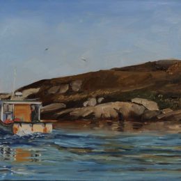 "First Boat" 6X12 oil on wood panel, SOLD