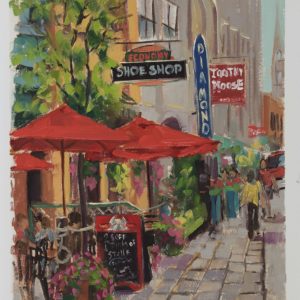 "Summer Patios" 11X8 oil on paper,SOLD
